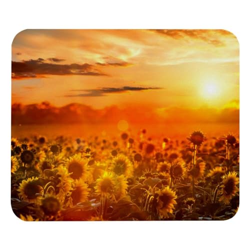 Eslifey Komfortables Mauspad, Sonnenblumen, Sonnenuntergang, Landschaft, Desktop-Mauspad, 21 x 25 cm, rutschfeste Gummiunterseite, verbessert Geschwindigkeit und Präzision von Eslifey