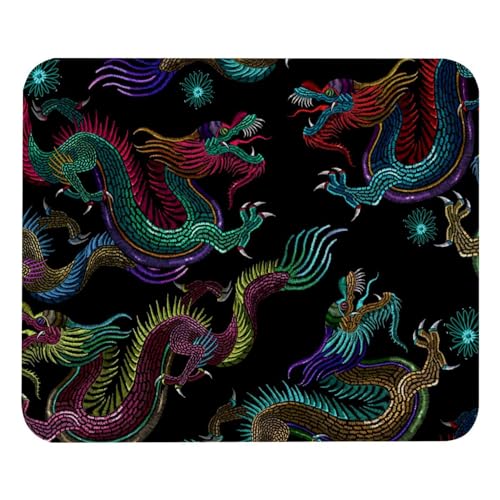 Eslifey Komfortables Mauspad, chinesische Drachen, Kunst, klassisches Muster, Desktop-Mauspad, 21 x 25 cm, rutschfeste Gummiunterseite, verbessert Geschwindigkeit und Präzision von Eslifey