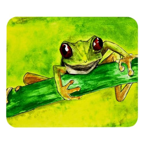 Eslifey Komfortables Mauspad, rotes Auge, Baumfrosch, Desktop-Mauspad, 21 x 25 cm, rutschfeste Gummiunterseite, verbessert Geschwindigkeit und Präzision von Eslifey