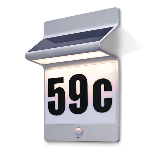 Esotec Solar PIR Hausnummernleuchte Alu-Line natur eloxiert, Duo Color. Fernbedienung, Bewegungssensor, Hausnummernschild, LED Wandleuchte, Aluminium, außen, wetterfest, winterfest, 102651 Esotec Solar PIR Hausnummernleuchte Alu-Line natur eloxiert, Duo Color. Fernbedienung, Bewegungssensor, Hausnummernschild, LED Wandleuchte, Aluminium, außen, wetterfest, winterfest, 102651 von Esotec