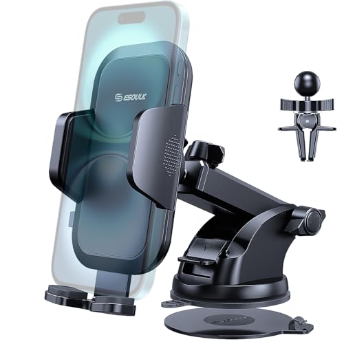 Esoulk 2-in-1 Lüftungsgitter & Armaturenbrett Auto Handyhalterung - Starke Saug- & Clip-Halterung, 360° Drehung, Sicherer Griff, Universal Kompatibel für iPhone, Samsung, GPS - Langlebig, Verstellbar Esoulk 2-in-1 Lüftungsgitter & Armaturenbrett Auto Handyhalterung - Starke Saug- & Clip-Halterung, 360° Drehung, Sicherer Griff, Universal Kompatibel für iPhone, Samsung, GPS - Langlebig, Verstellbar von Esoulk