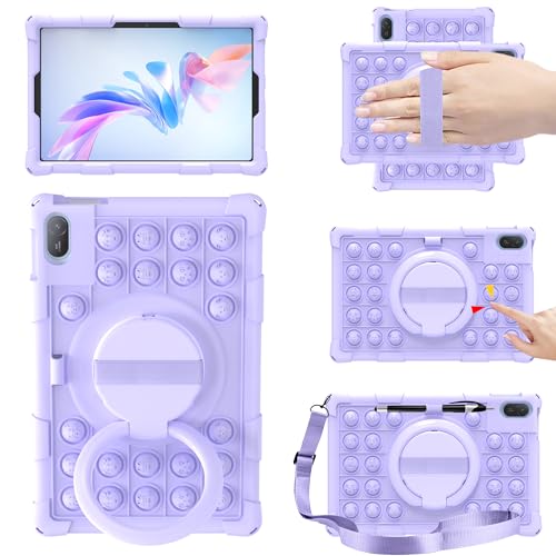 EspZanthic Hülle für Honor Pad X8a/Huawei MatePad SE 11 Zoll 2024, 360° Drehbarer Ständer/Handschlaufe, Premium Silikon Stoßfest Süß Cover mit Schultergurt Stylus von EspZanthic