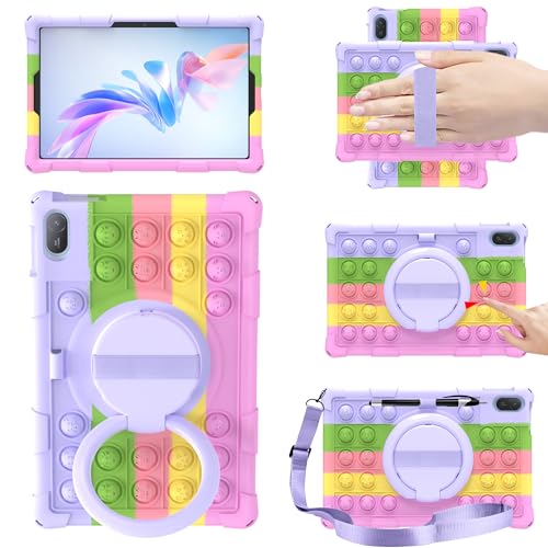 EspZanthic Hülle für Honor Pad X8a/Huawei MatePad SE 11 Zoll 2024, 360° Drehbarer Ständer/Handschlaufe, Premium Silikon Stoßfest Süß Cover mit Schultergurt Stylus von EspZanthic