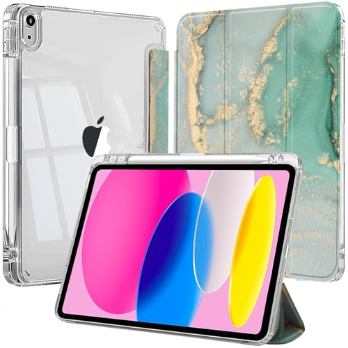 EspZanthic Hülle für iPad (A16) 11./10. Generation (2025/2022) mit Stifthalter und Weicher TPU Stoßstange, Klare Transparente Rückseite Schutzhülle Dünner Ständer Stoßfest Tablet von EspZanthic