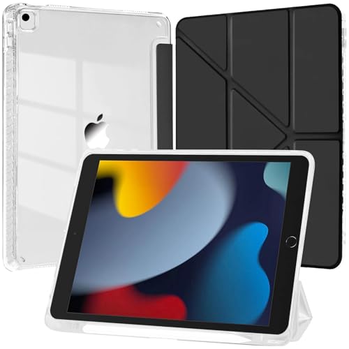 EspZanthic Hülle für iPad 10,2 Zoll (9./8./7. Generation, 2021/2020/2019)/ iPad Pro 10,5/ iPad Air 3, 6-in-1 Mehrere Blickwinkel, Transparente Rückseite mit Pencil Halterung von EspZanthic