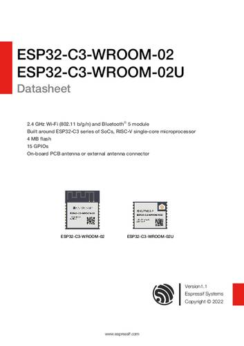 Espressif ESP32-C3WROOM-02-N4 Entwicklungsboard von Espressif
