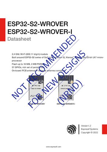 Espressif ESP32-S2-WROVER-I-N4R2 WiFi-Modul von Espressif