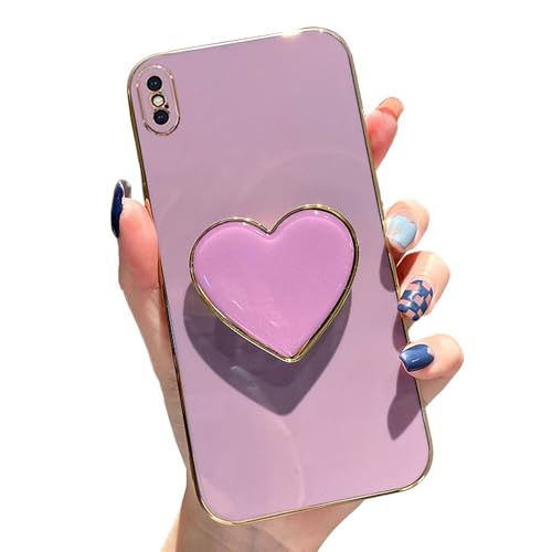 Espumoso Niedliche Schutzhülle für iPhone XsMax, violett, mit Herzhalterung, Ständer, Ständer, weiches TPU, stoßfeste Schutzhülle, luxuriöse Beschichtung, Stoßfängerhülle für Damen und Mädchen Espumoso Niedliche Schutzhülle für iPhone XsMax, violett, mit Herzhalterung, Ständer, Ständer, weiches TPU, stoßfeste Schutzhülle, luxuriöse Beschichtung, Stoßfängerhülle für Damen und Mädchen von Espumoso