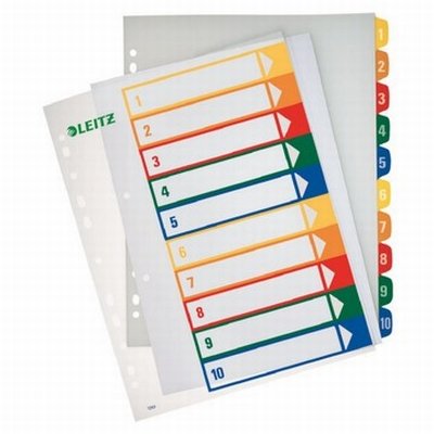 BBMBD Premium Zahlen-Register A4 LEI 1293-00-00 * # PVC 1-10 farbig Überbreite Bedruckbar von Esselte Leitz GmbH & Co. KG