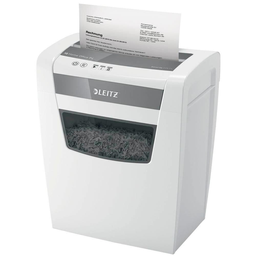 LEITZ IQ Home Office Aktenvernichter mit Partikelschnitt P-4, 4 x 28 mm, bis ... von Esselte-Leitz