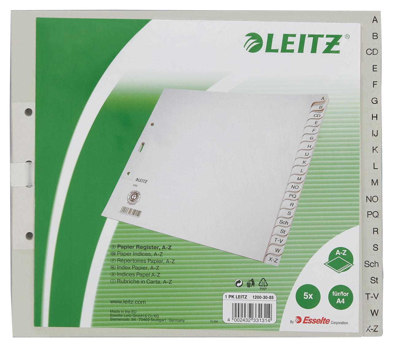LEITZ Ordnerregister 1210 Halbformat, Überbreite A-Z - 5 Satz von LEITZ