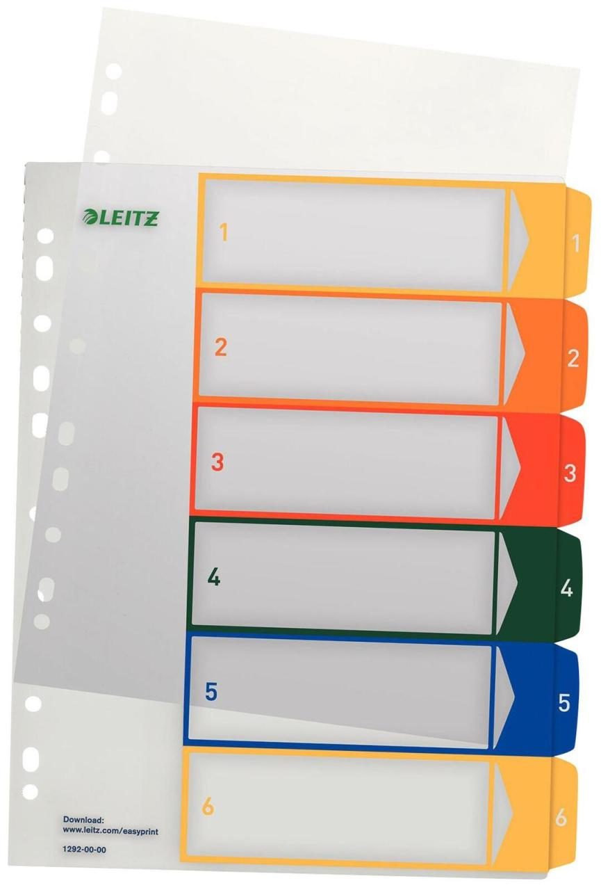LEITZ beschriftbares Ordnerregister - farbsortiert - 6-teilig von Esselte-Leitz