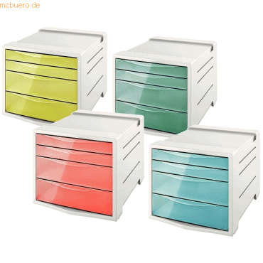 4 x Esselte Schubladenbox Colour'Ice PS 4 Schubladen sortiert 4 x Esselte Schubladenbox Colour'Ice PS 4 Schubladen sortiert von Esselte