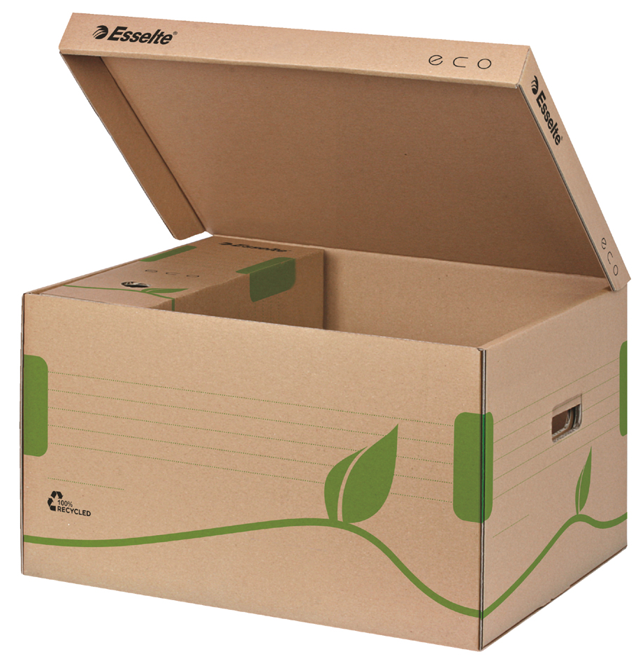 Esselte Archiv-Klappdeckelbox ECO, braun, für Format DIN A4+ von Esselte