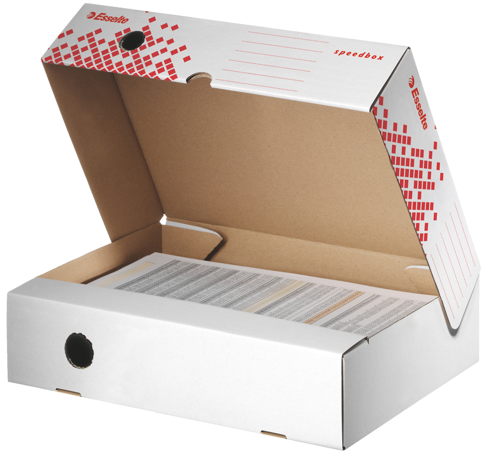 Esselte Archiv-Klappschachtel SPEEDBOX, (B)80 mm, weiß/rot von Esselte