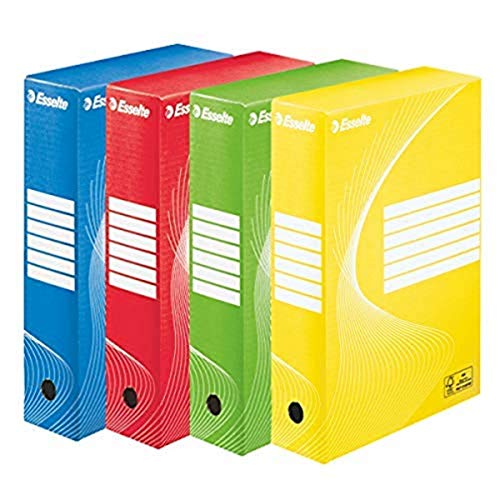 Esselte Archivbox, verschiedene Farben 4 Stück Rücken: 80 mm Assorti (1 x bleu, 1 x rouge, 1 x jaune, 1 x vert) von Esselte