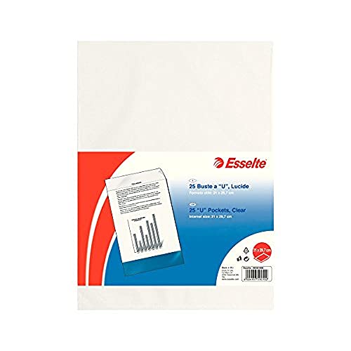 'Esselte Briefumschläge A"U de Luxe, transparent, Folio aus PP glänzend, Format A4, 25 Stück Briefumschläge, 395901000 von Esselte