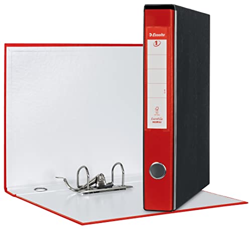 Esselte Eurofile Ordner mit Hebelmechanik und Hülle, Protokoll-Format, Karton mit Kunststoffbeschichtung Dorso 5 cm rot von Esselte