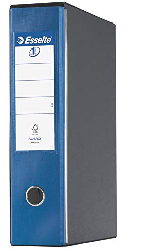 Esselte Eurofile Ordner mit Hebelmechanik und Hülle, Protokoll-Format, Karton mit Kunststoffbeschichtung Dorso 8 cm Metallic-Blau von Esselte