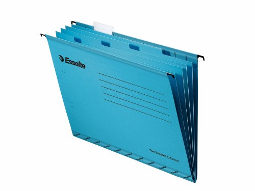 Esselte Pendaflex Hängemappen Foolscap V-förmig 4-fach-Registertrennbuch mit Reitern 10 Stück blau, Large 37 cm von Esselte