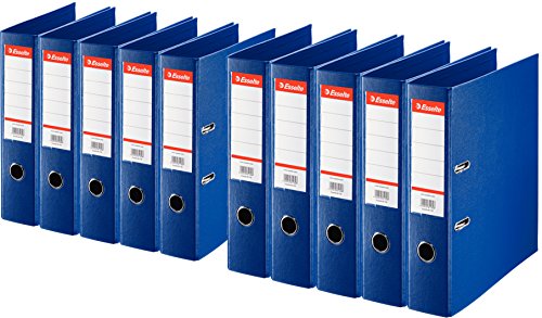 Esselte Plastik-Ordner Standard, DIN A4, 75 mm, auswechselbares Rückenschild (10er Pack, blau) von Esselte