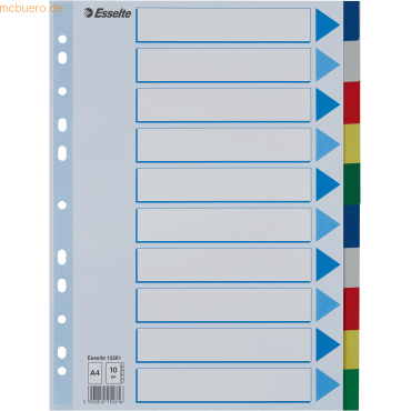 Esselte Register A4 farbig 10-teilig blanko von Esselte