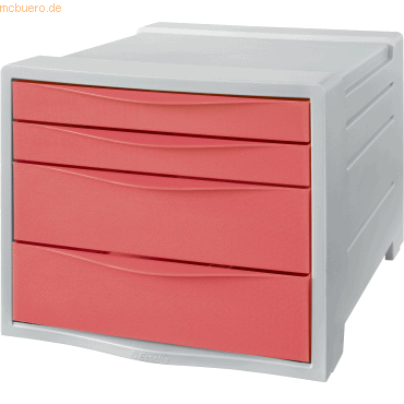 Esselte Schubladenbox Colour'Breeze PS 4 Schubladen hellgrau/koralle von Esselte