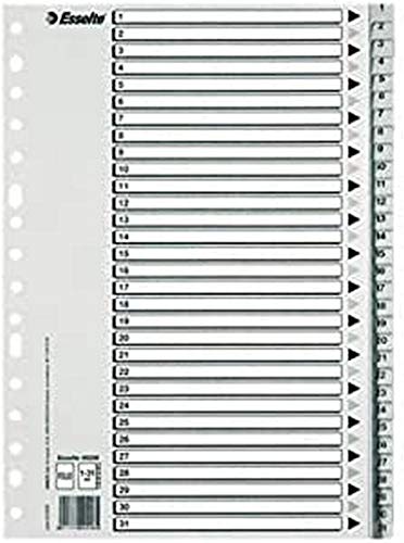 Esselte numerischen Indizes, Kunststoff, PP, Eco, grau Typ 1-31 A4 grau von Esselte