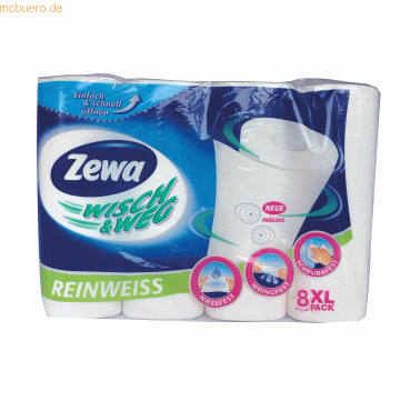 Essity Zewa Küchenrolle Wisch und Weg 42837 2-lagig weiß 8 Rollen Essity Zewa Küchenrolle Wisch und Weg 42837 2-lagig weiß 8 Rollen von Essity