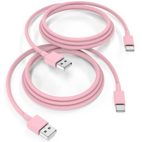 Essri USB-Kabel C [2 m + 2 m], USB A auf USB C, Schnellladung, Nylon, geflochten, Ladegerät für iPhone 16, 15 Plus Pro Max, Rosa von Essri