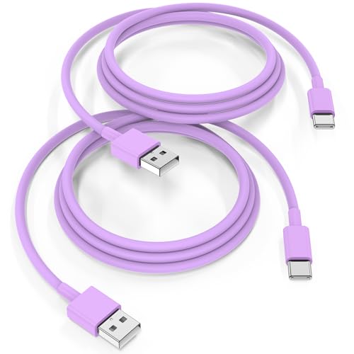 Essri USB-Kabel C [2 m + 2 m], USB A auf USB C, Schnellladung, Nylon, geflochten, Ladegerät für iPhone 16, 15 Plus Pro Max, Violett von Essri