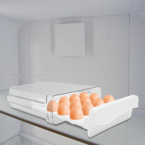 Ei Container,Großer Eierhalter,Eierkasten aus Kunststoff,Schublade Ei Aufbewahrungsbox,Kann 20 Eier Aufnehmen,Staub- und Feuchtigkeitsbeständig,Dauerhaft | 27 * 22 * 9cm | von Estabeter