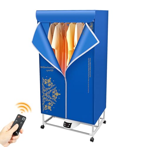 Wäschetrockner Tragbare, 1500W Elektrischer Klappbarer Trockenmaschine mit Fernbedienung und Räder, Doppel Schicht Design Trockner für Zuhause von Estabeter