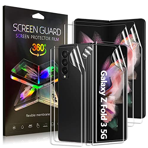 Esteller 2 Sätze Schutzfolie kompatibel für Samsung Galaxy Z Fold 3 5G,Displayschutzfolie + Rückenschutzfolie [Blasenfrei][Upgraded] TPU 3D Anti-Kratzer Displayschutz für Samsung Galaxy Z Fold 3 von Esteller