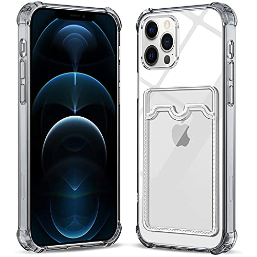 Esteller iPhone 12 Hülle Transparent TPU mit Kartenfäch Weiche TPU - Materialien mit 4 verstärkten Ecken Stoßfester Schutz Klare Hülle für iPhone 12 - Schwarz Esteller iPhone 12 Hülle Transparent TPU mit Kartenfäch Weiche TPU - Materialien mit 4 verstärkten Ecken Stoßfester Schutz Klare Hülle für iPhone 12 - Schwarz von Esteller