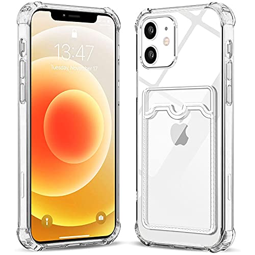 Esteller iPhone 12 Hülle Transparent TPU mit Kartenfäch Weiche TPU - Materialien mit 4 verstärkten Ecken Stoßfester Schutz Klare Hülle für iPhone 12 - Transparent von Esteller