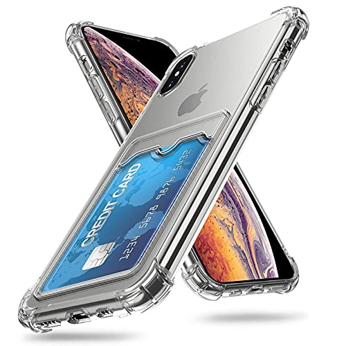 Esteller iPhone X/XS Hülle Transparent TPU mit Kartenfäch Weiche TPU - Materialien mit 4 verstärkten Ecken Stoßfester Schutz Klare Hülle für iPhone X/XS - Transparent von Esteller