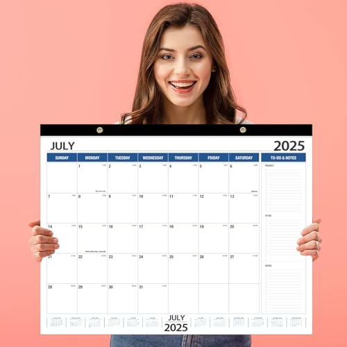 Großer Wandkalender 2025-2026 & Schreibtischplaner 21,96 x 16,96 Zoll, Juli 2025 - Dezember 2026 für Home Office Planung (Weiß & Blau) von Esteopt