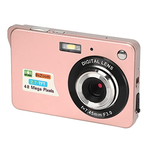 4K-Digitalkamera, 2,7-Zoll-Vlogging-Kamera, 48 Megapixel, LCD-Display, 8-Fach Zoom-Stabilisierung, Unterstützt Bis zu 128 GB, Tolles Geschenk für Studenten, Teenager, Erwachsene, (Rosa) von Estink