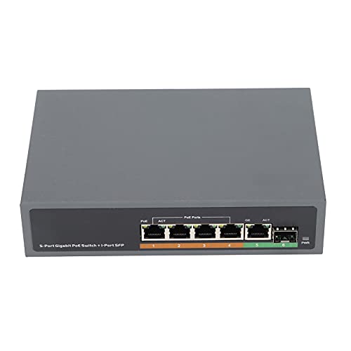 5-Port-Gigabit-POE-Switch,1 SFP-Port @65W,PoE-Netzteil,Plug and Play,IEEE 802.3Af/IEEE 802.3At,Geeignet für Netzwerkkameras/POE-Internettelefone/Wireless APS,Wandmontierte Desktop-Dual-Use(EU) von Estink