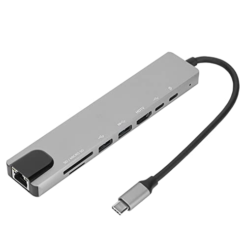 8-in-1-USB-C-Hub, Tragbarer USB-C-Konverter mit 4K USB-C auf HDMI, Ethernet-Anschluss, 87-W-PD-USB-C-Schnellladung, SD/TF-Kartenleser, für Linux/Windows XP/Windows Vista/Windows 10 von Estink