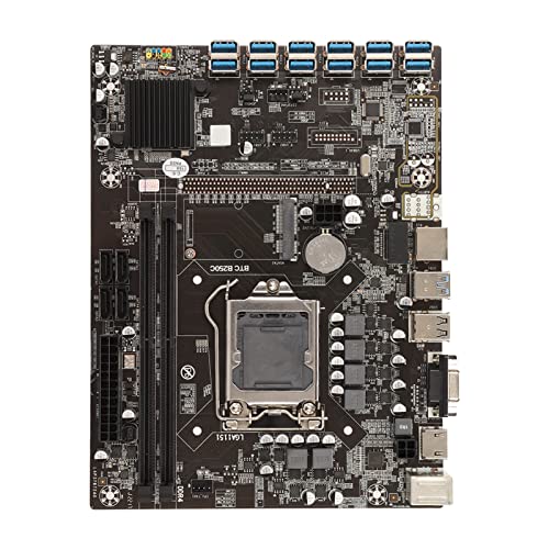 B250C Mining Machine Motherboard, Mining Machine Motherboard Unterstützt LGA 1151 DDR3 Dual Channel Max 32G, 12 GPU-Steckplätze, VGA-HDMI-Schnittstelle, Kompatibel mit Intel 6th 7 Core I3/i5/i7 von Estink