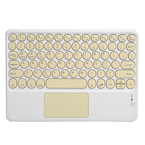 Bluetooth-Tastatur, Tragbares, Ultradünnes Touchpad, Kabellose Tastatur mit Runder Tastenkappe, Störungsfrei, Stabile Verbindung, Reibungsloses Tippen, USB-Aufladung(Yellow) von Estink