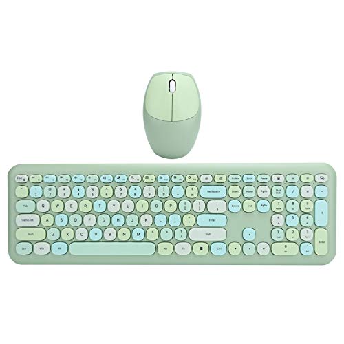 Estink Drahtlose Tastatur- und Mauskombination, 110-Tasten-Gaming-Tastatur im Macaron-Farbstil, Unterstützung mehrerer Systeme, 1-Mbit/s-Hochgeschwindigkeitsübertragung(Grüne Mischfarbe) von Estink