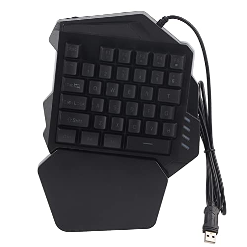 Estink Einhand-Gaming-Tastatur, 35 Tasten Einhand-Tastatur mit Fn-Tasten LED-Farbhintergrundbeleuchtung Einhand-Gaming-Tastatur mit Membrankappe von Estink