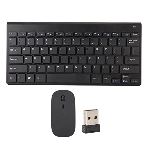 Estink Intelligente Kabellose Tastatur und Maus, Latenzfreie Ultradünne 2,4-GHz-Tastatur mit Leisen Tasten, Wasserdichtes Design mit LED-Anzeige für PC-Desktop-Computer, Laptops (Schwarz) von Estink