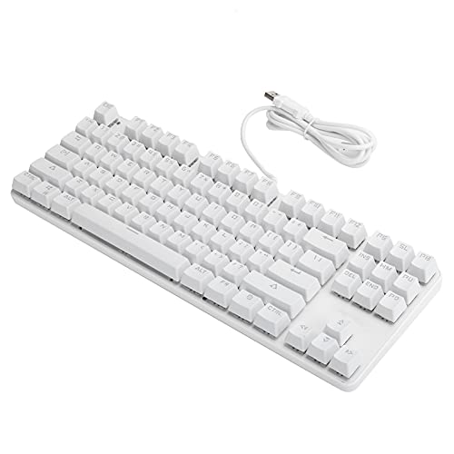 Estink Kabelgebundene Mechanische Tastatur, USB2.0 Kabelgebundene Gaming-Tastatur mit Hintergrundbeleuchtung, Trapez-Tastenkappe, ABS-Struktur, Hochpräziser Sensor, 87 Tasten von Estink