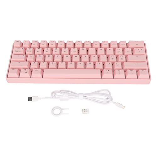 Estink Mechanische Tastatur,Gaming-Tastatur,61 Tasten RGB-Hintergrundbeleuchtung Ergonomisches Design mit 1800mAh Akku,Wireless Unterstützte Wired Keyboard(Teeschaft) von Estink