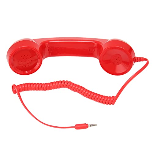 Estink Retro 3,5-mm-Telefonhörer, Multifunktionaler, Strahlungsfreier Handtelefonempfänger, One-Touch-Bedienung für Handy-Computer (Rot) von Estink