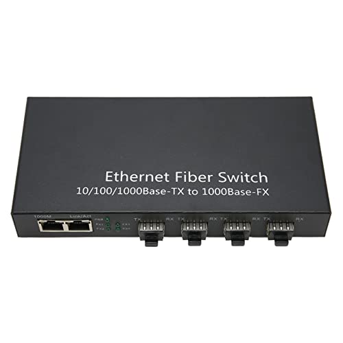 Estink SFP-Ethernet-Glasfaser-Switch, 1000 M Ethernet-Glasfaser-Transceiver, 4 Optische Ports, 2 Elektrische Ports, 120 Km Übertragung, mit LED-Anzeige, Unterstützt 9k Bytes Jumbo Frames von Estink